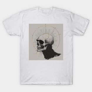 Monotone Illustration of Skull T-Shirt